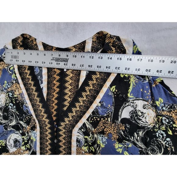 Free people Womens Printed Button-Front Kimono Cardigan Sweater Large Black Boho - Picture 6 of 8